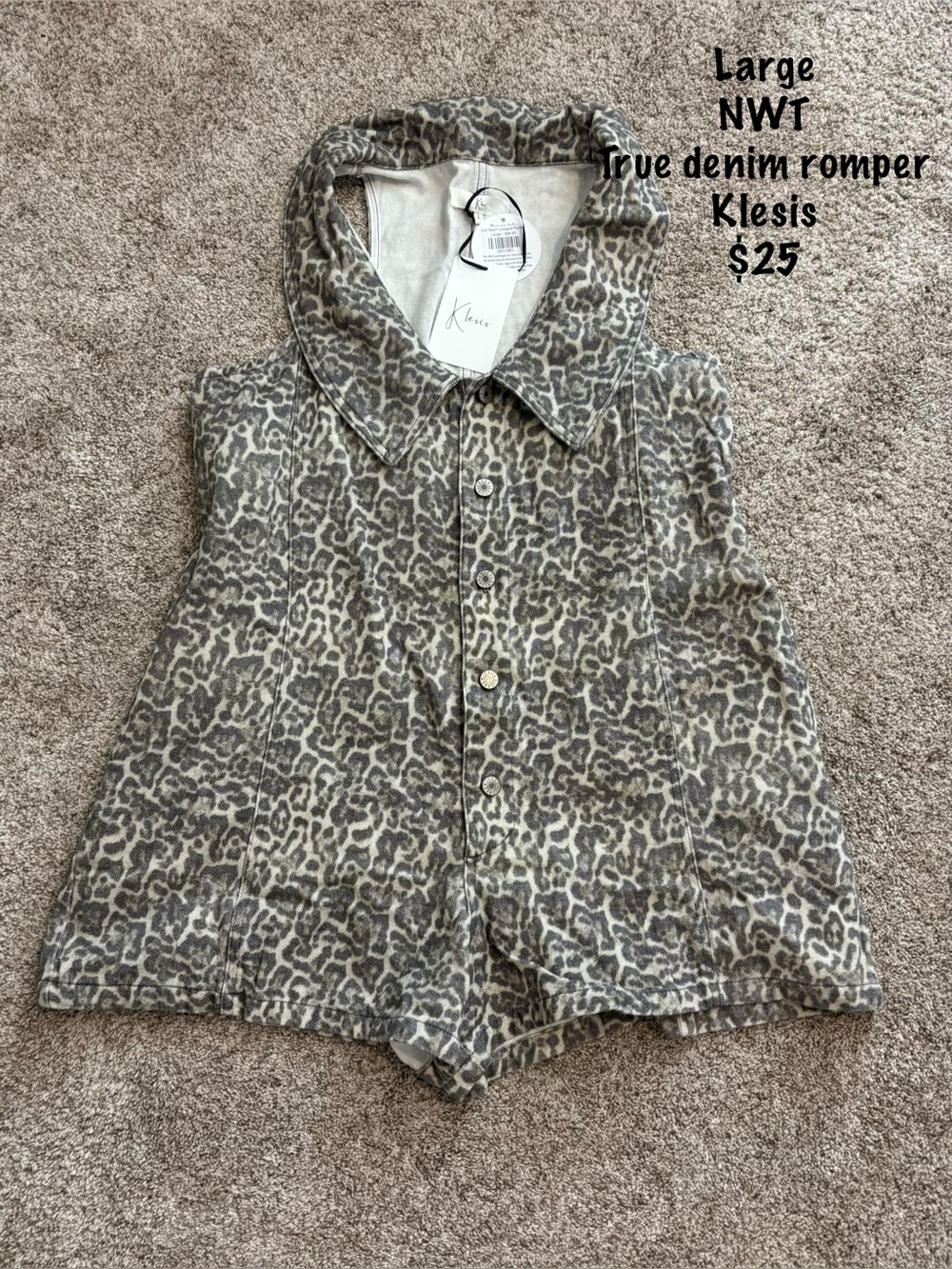 Leopard Denim Romper